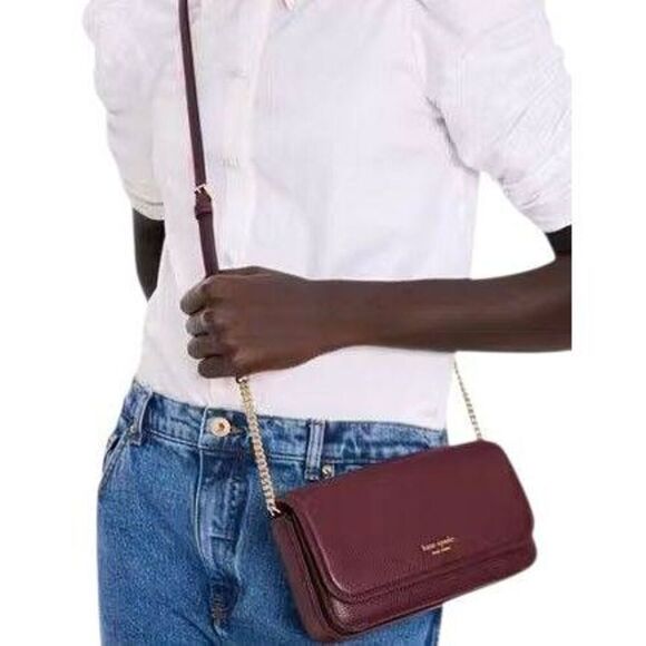 Kate Spade New York Cherry Juice Leather Ava Flap Chain Wallet Crossbody Bag - Picture 10 of 12